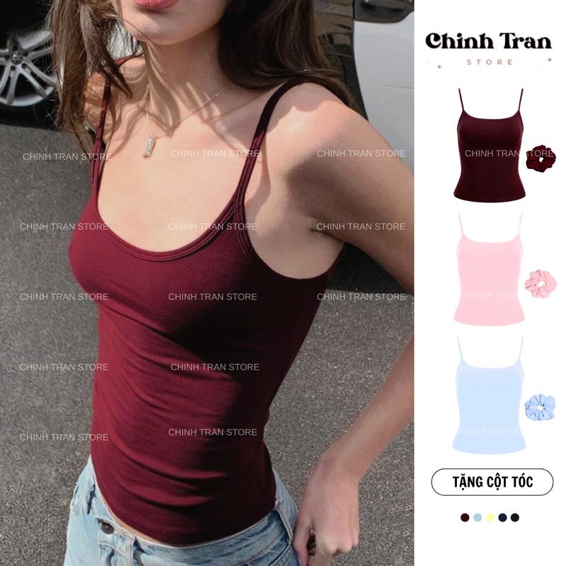 [TẶNG CỘT TÓC] Áo Hai Dây Nữ Basic Ôm Body Chất Thun Cotton Co Giãn Mềm Mỏng Nhiều Màu