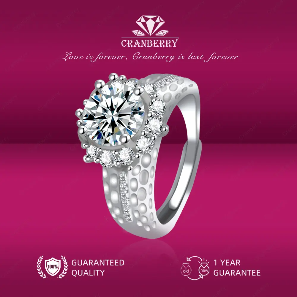 OS1-R46 Cincin Aster Flower | Cincin wanita Cranberry Jewelry elegan high quality Grade VVS1 grade 5A original store cantik elegan lapis anti karat anti luntur anti berubah warna garansi 1 tahun Free Box R46