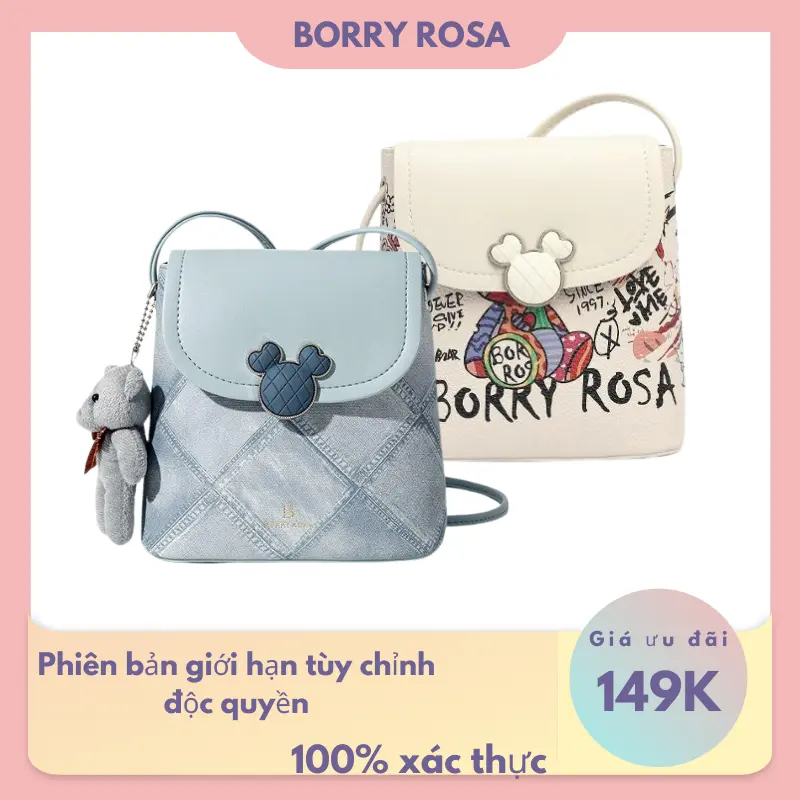 （Vận chuyển từ Hà Nội）Túi Bucket Ca Rô, BORRY ROSA, Đeo Một Bên Vai Và Đeo Chéo, Thiết Kế Rối 0
