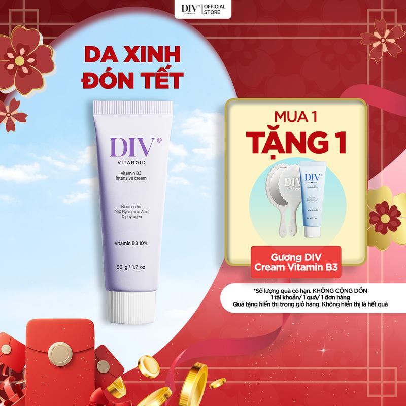 Kem Dưỡng Sáng DIV Vitamin B3 Hỗ Trợ Cấp Ẩm Sáng Bóng Làm Đều Màu Da Với 10% Niacinamide 50gram m