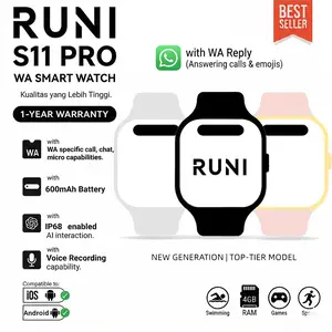 RUNI WATCH S11 Pro AI Smartwatch 600 mAh Battery BLUETOOTH IP68 | 1.85” LTP03-AMOLED | ChatGPT | All Workout Management system