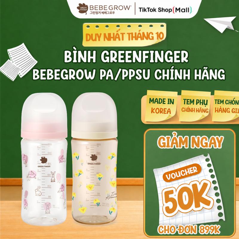 Đồ dùng cho bé PPSU/ PA Greenfinger Bebegrow an toàn, chịu nhiệt tốt cho bé, nhập khẩu chính hãng giá phơi, nước giặt