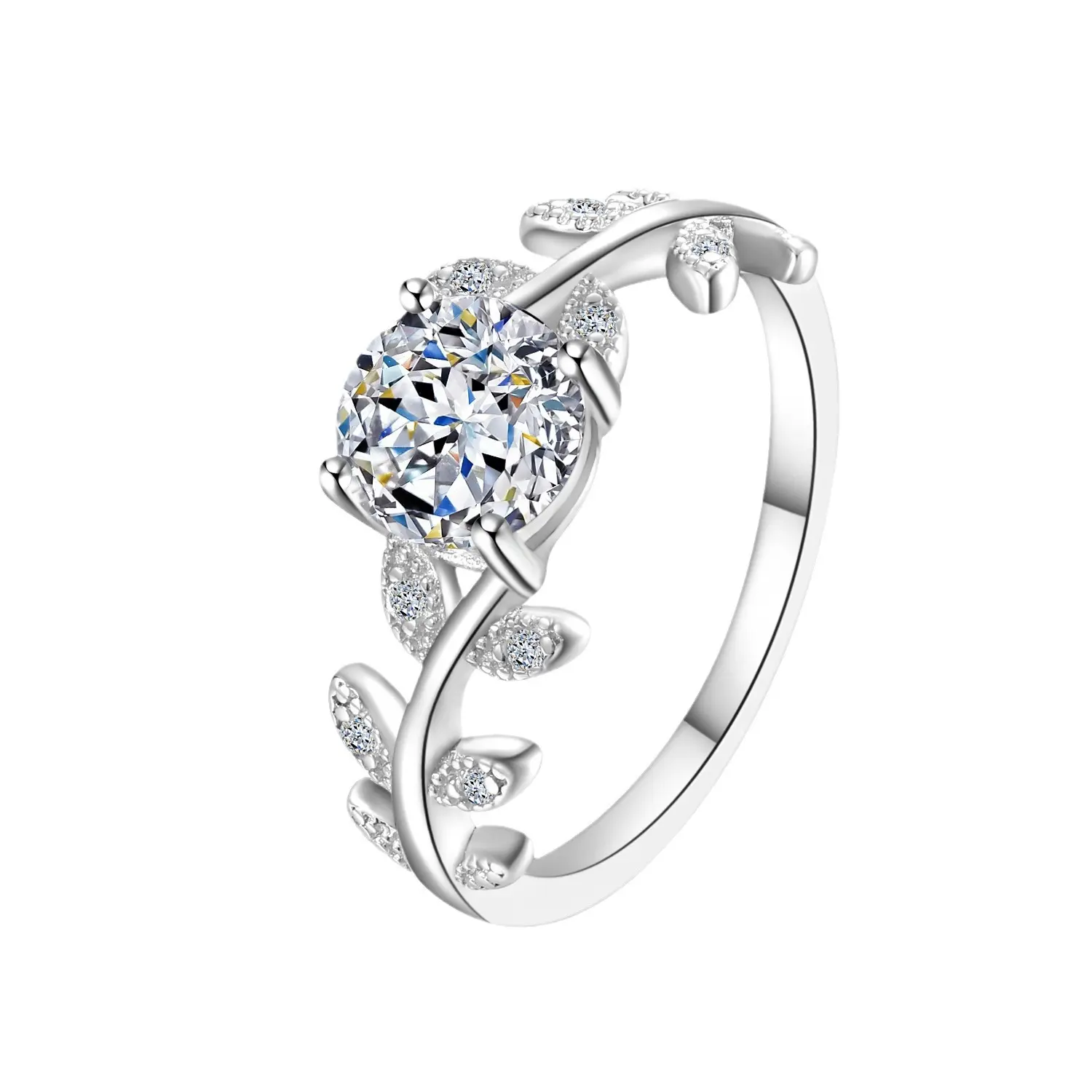 【#166】925 Sterling Silver 1CT Leafy Moissanite Ring