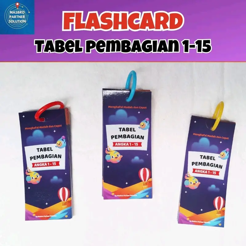 Flashcard Edukasi Anak Tabel Pembagian dengan Ring 0