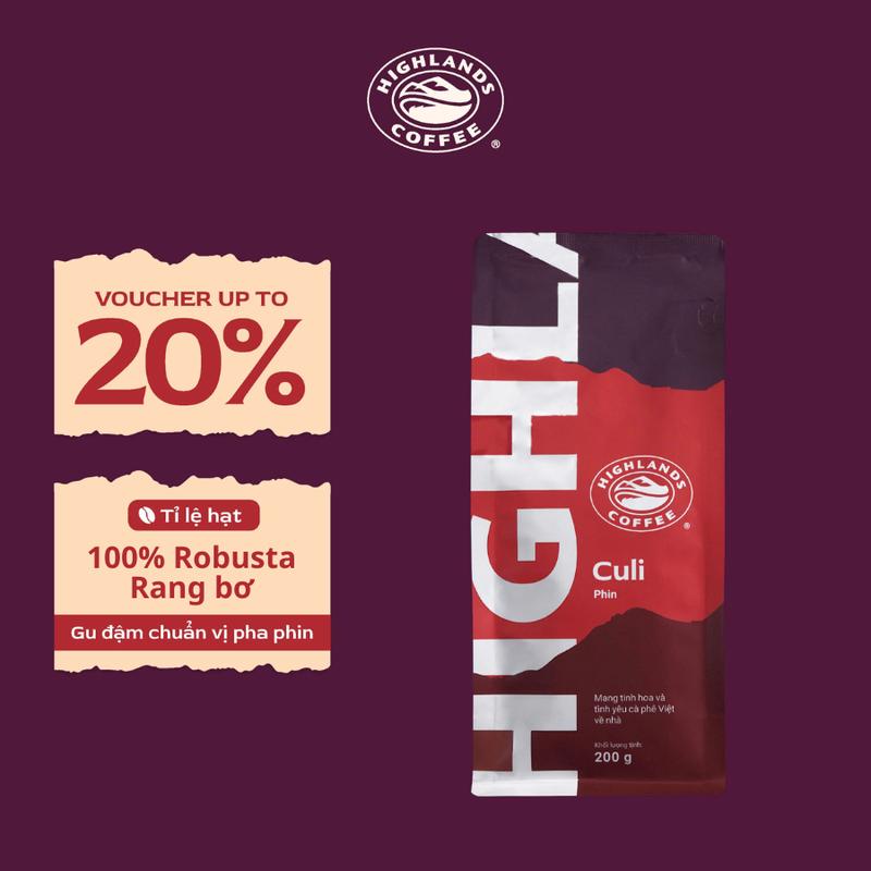 Cà Phê RANG XAY CULI HIGHLANDS COFFEE GÓI 200G
