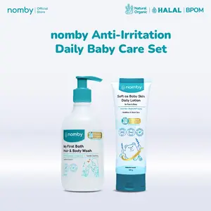 nomby Anti-Irritation Daily Baby Care Set | Hair & Body Wash Botol + Face & Body Lotion | Paket Bundle Cegah Iritasi