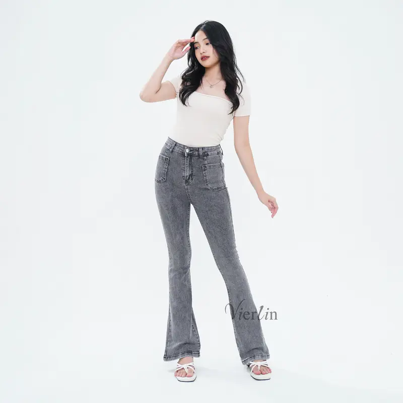 VIERLIN - Jeans 3318 3319 FLARE JEANS HW | JEANS HIGHWAIST JEANS BAGGY JEANS BOYFRIEND JEANS SKINNY JEANS CUTBRAY CELANA JEANS RIPPED JEANS KULOT JEANS WANITA FLARE JEANS LOOSE JEANS PANJANG JEANS HW 6