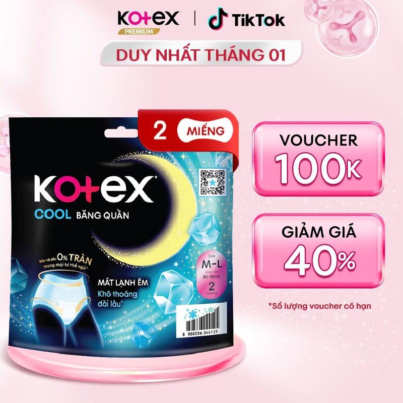 1 Gói Combo 2 Combo 4 Combo 8 Combo 16 Băng vệ sinh Kotex Dạng Quần Cool cỡ M L 2 Miếng