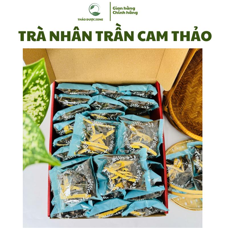 Trà Nhân Trần Cam Thảo Hộp 30 gói Thảo Dược Zone 1 gói pha được 1.5- 2 lít nước dùng đủ 1 ngày thay nước lọc- Hàng loại 1 - Sạch - Đẹp. Tặng quà tặng ngẫu nhiên Tea Nước Trà Chè