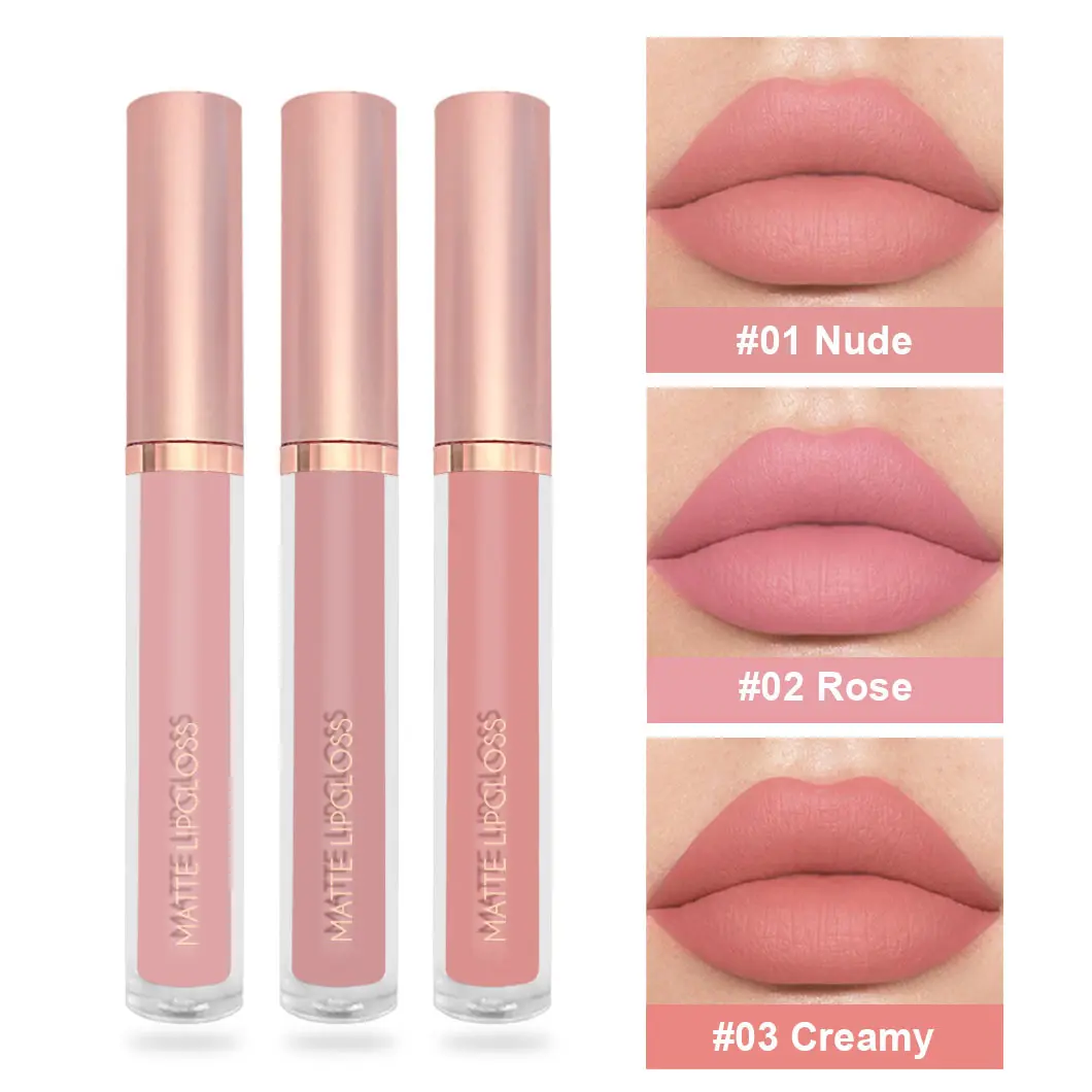 3 lip gloss set, non stick to cup, non fading lip gloss, velvet matte lip gloss
