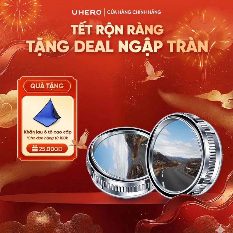   TẶNG KHĂN  UHERO Cặp Gương Cầu Lồi Góc Rộng GCL01 Gắn Kính Hậu Ô Tô Xoay 360 Xoá Điểm Mù Sử Dụng Đế Hút Không Để Lại Vết Keo Khó Tẩy GCL01 
