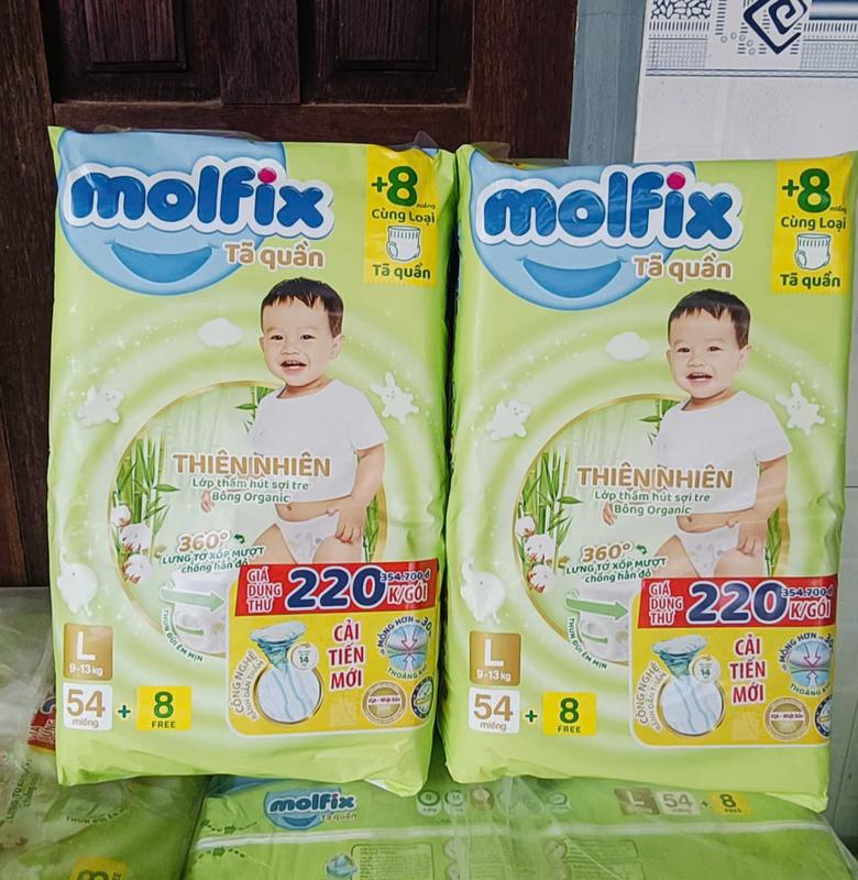 [XẢ KHO] Tã Bỉm Quần Molfix Thiên Nhiên Size Đại M62+8/L54+8/XL48+8/XXL44+8 Cho bé