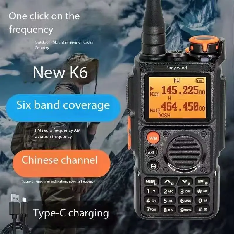 Baofeng BF UV-K6 UV-K61 UV-K62 Walkie Talkie Seven Bands VHF UHF Air Band 999Ch Double Wait Wireless Freq Copy NOAA FM Ham Radio Noise Cancel
