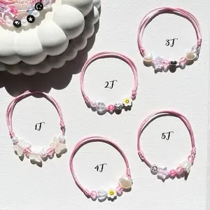 ￼Gelang Karkater Tali satin Peach| Gelang manik karakter Bracelets