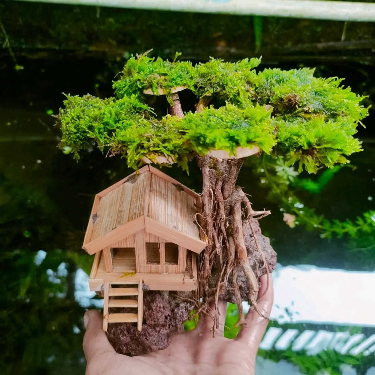 Hiasan rumah sintetis aquarium pohon bonsai