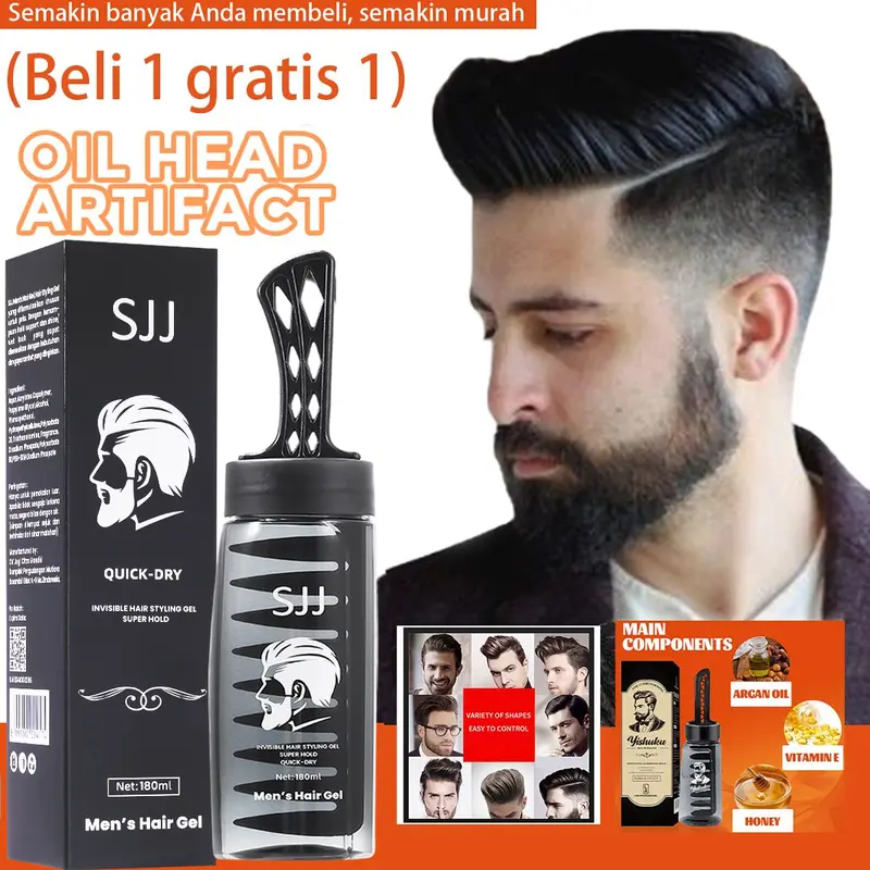SJJ Minyak Rambut Pria Hair Styling Gel Hair Spray Gel Rambut Sisir Penata Tahan Lama Tidak Lengket Garansi Asli Quick Dry Water Base 180ml 0