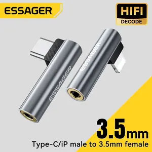 Essager Audio Converter Lightning Type C To Handsfree Headphone Jack 3.5mm Music + Call Untuk Android Huawei Oppo Vivo