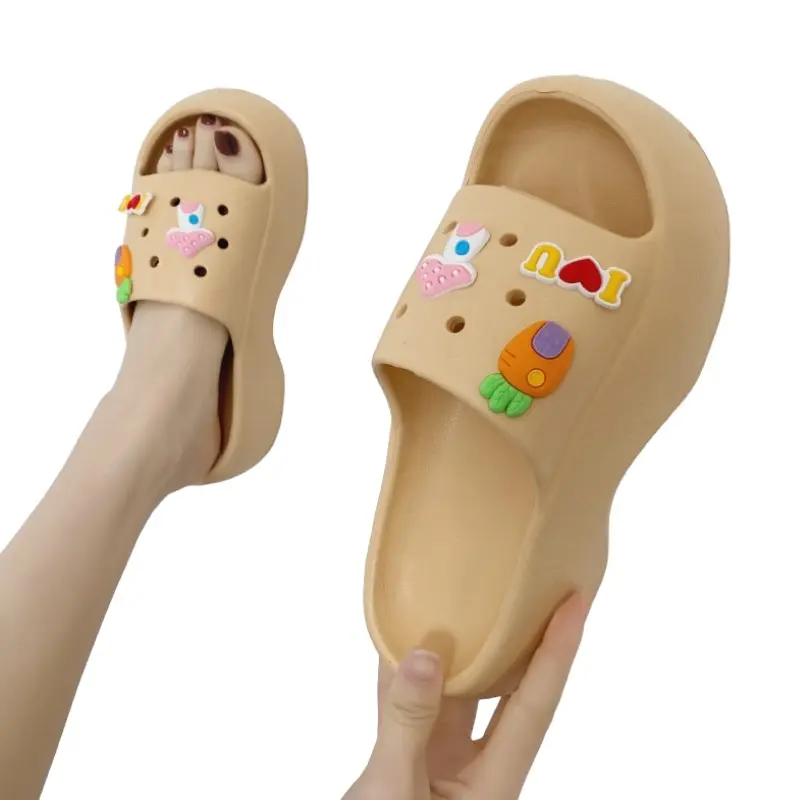 Sendal Baim Wanita Ringan Mainan Di sandal Bisa Di Pasang Sendiri Anti Slip PVC007 Pink Putih Hitam Perempuan Shoes 2