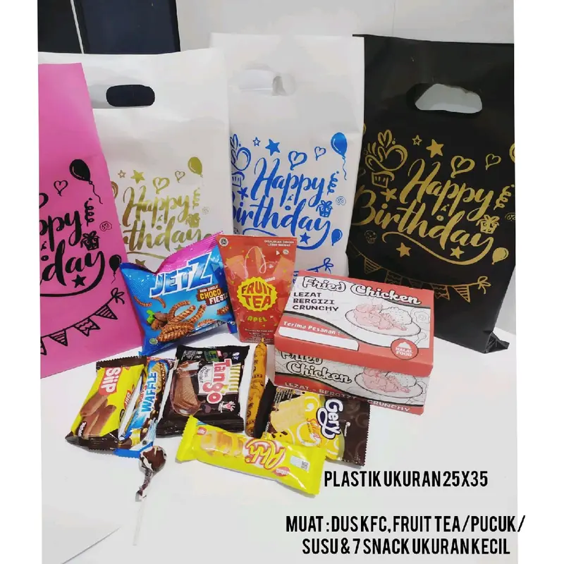 (isi 10) Plastik Souvenir Ulang Tahun/plastik happy birthday/bingkisan ulang tahun /plastik sablon 0