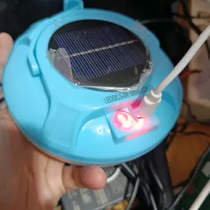 HJS Lampu Emergency UFO Gantung Solar Panel 300W 400W 500W Hemat Energi Lampu Camping Rumah dan Outdoor dengan Dual Pengisian USB & Solar Panel dan 3 Level Kecerahan