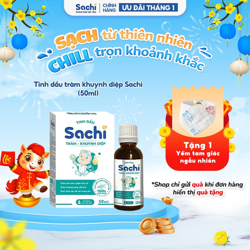 Tinh dầu tràm khuynh diệp Sachi giúp làm ấm cơ thể đuổi muỗi làm dịu các vết côn trùng cắn 50ml cho bé