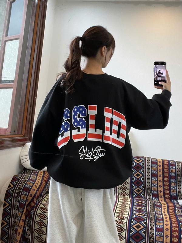    ÁO NỈ BÔNG DÀY   ÁO NỈ SWEATER BOXY LK OD CỜ HOA HÌNH IN 2 MẶT 