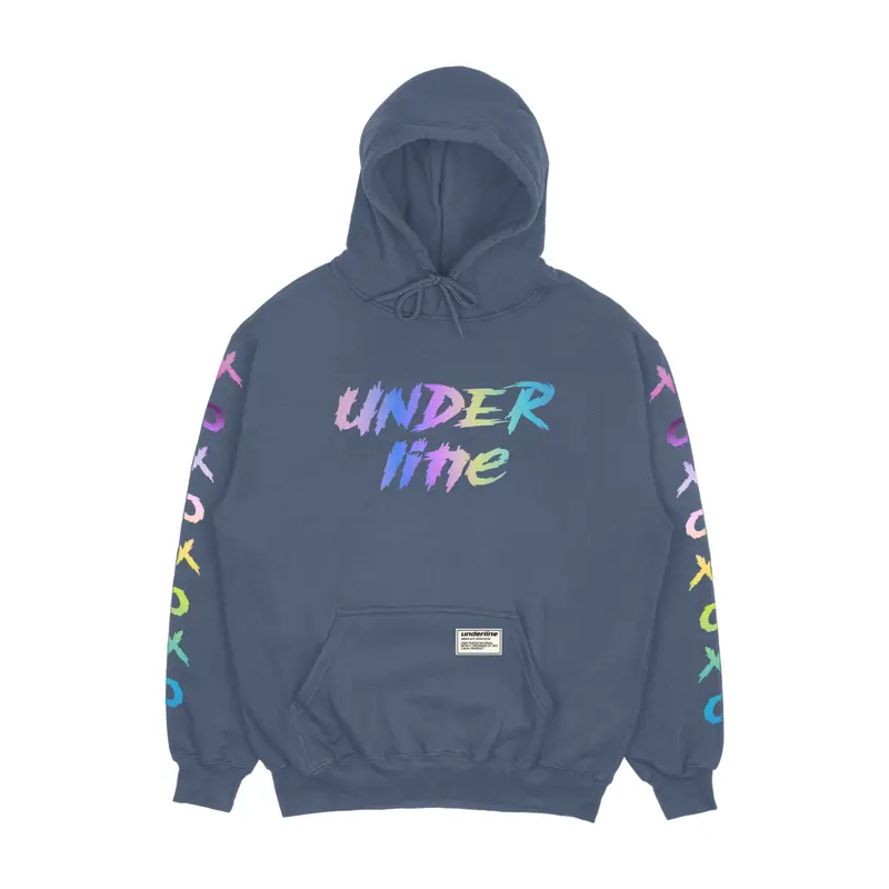 UNDERLINE - HOODIE REFLEKTIF MENYALA MOTIF X O X O SIZE M - XXL PRIA WANITA FLEECE TEBAL GRAMASI 280 UNISEX l RAINBOW 4