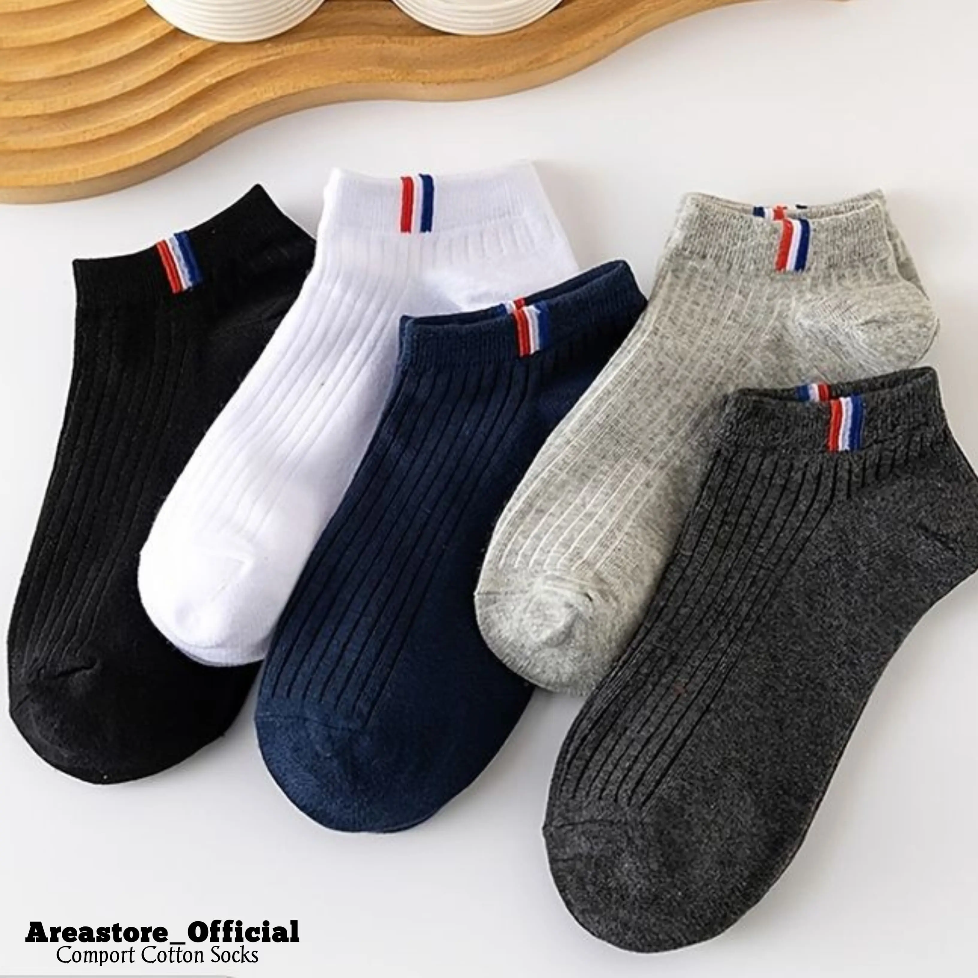 ( Motif France ) Kaos Kaki Pendek Pria Wanita Tebal Anti Bau Nyaman Ankle Dewasa / Panjang semata kaki / warna Hitam / Stocking