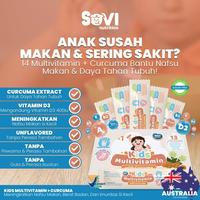 Gambar Sovi Nutrition Kids 14 Multivitamin & Curcuma 10 Sachet - Suplemen Lengkap untuk Anak, Dengan Vitamin D3 400 IU & Curcuma, Tanpa Gula, BPOM Terdaftar - Bayi dari Nutrikid Organik Kota Administrasi Jakarta Utara 2 Tokopedia