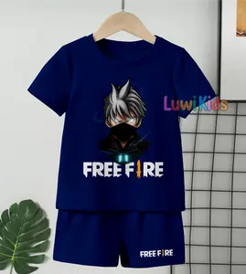 Luwi Kids Setelan Anak Cowok Trending Gambar Free Fire Blue Aura Celana Fashion set Baju