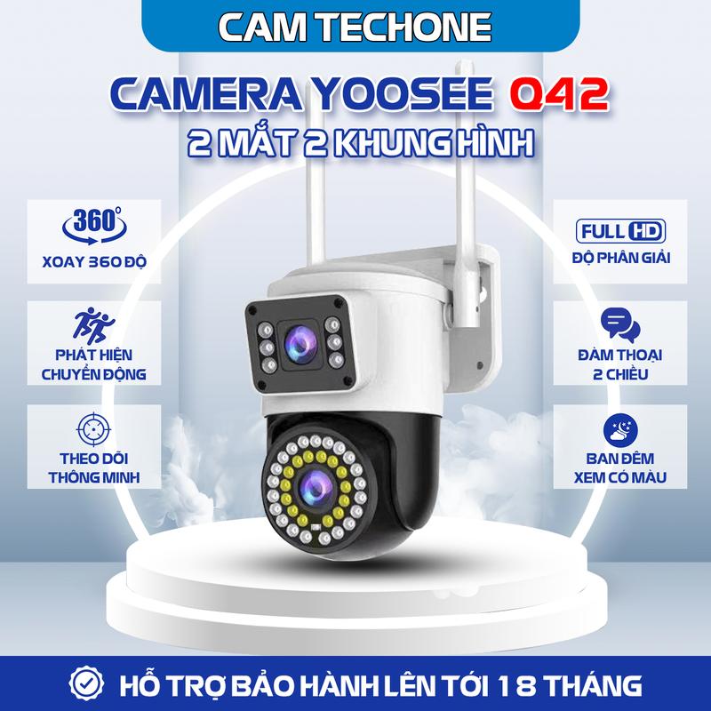 Camera Giám Sát Yoosee D42 FHD 16MPX – Xoay 360° Xem Đêm Có Màu Đàm Thoại 2 Chiều Chống Trộm