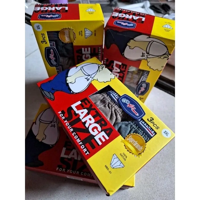Bige size | Celana Dalam Jumbo Pria Gt Man | Celana Dalam Extra Large | 1 Box Isi 3 Pcs Katun Nyaman Fit