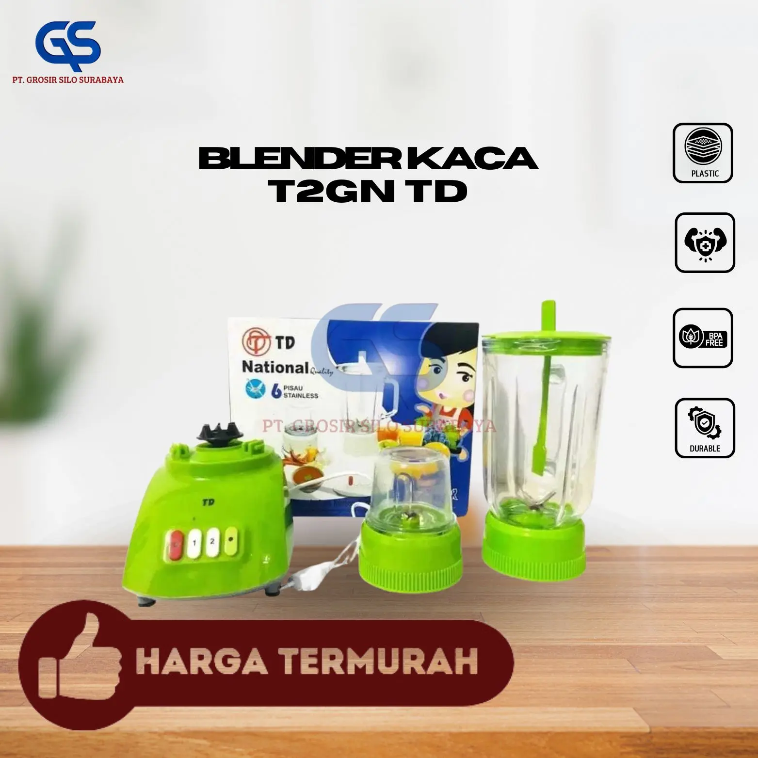 Blender 2in1 Serbaguna alat Untuk jus buah dengan Pisau Stainless Steel Utuk Pelumat Makanan Bayi dan pembuat juice  Listrik blander chopper