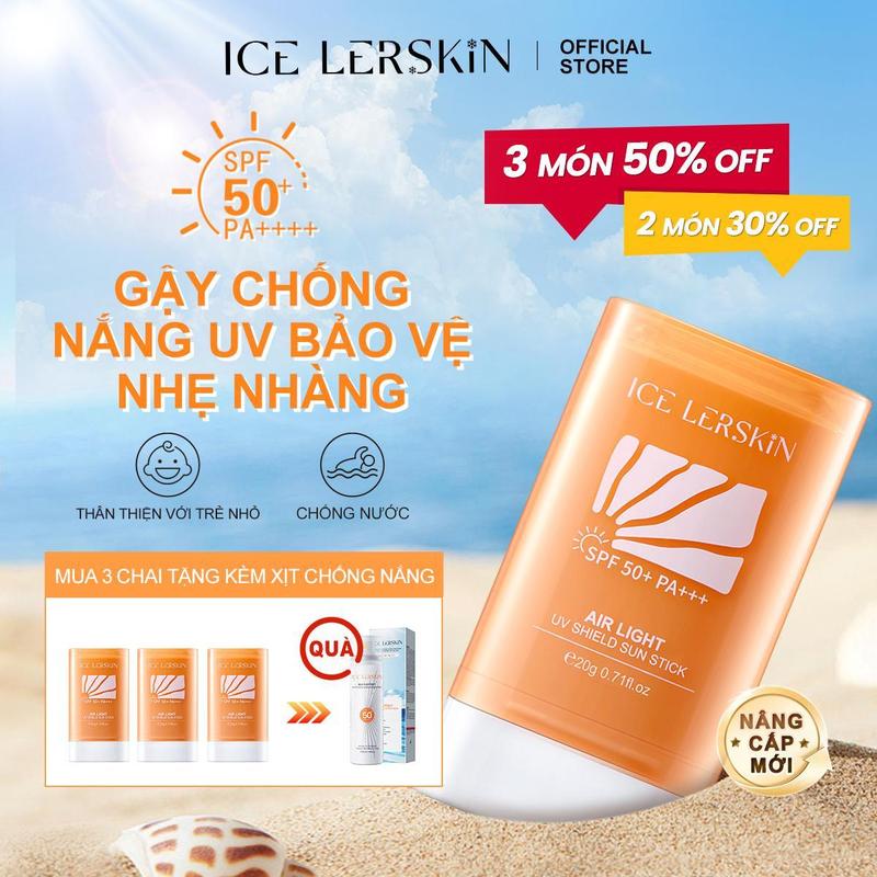 【Mua 3 tặng 1 ICE LERSKIN Thanh Lăn Chống Nắng Dạng Nhẹ 20g*3 + Quà Tặng Miễn Phí Xịt Chống Nắng 50ML SPF50+ PA+++ chứa Vitamin E chiết xuất Centella và các thành phần khác SKINCARE