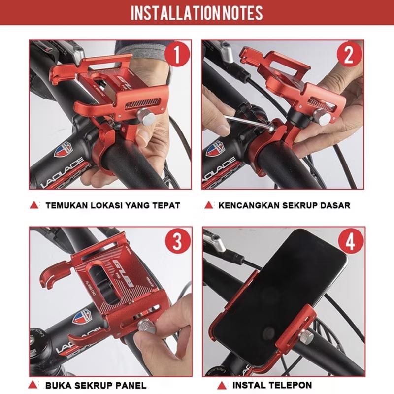 ZACRO Phone Holder GUB P30 - Holder Handphone Motor Sepeda Hitam 7
