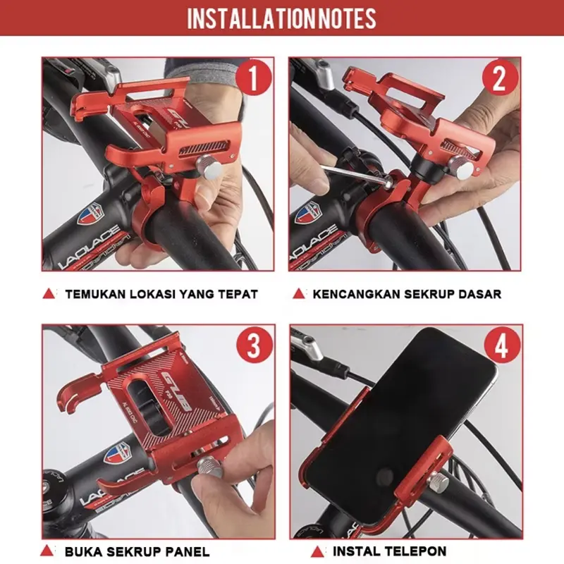ZACRO Phone Holder GUB P30 - Holder Handphone Motor Sepeda Hitam 6