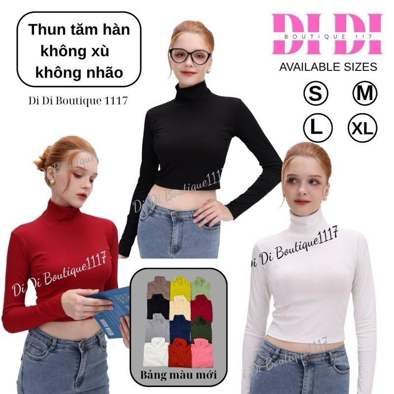 Combo 3 áo thun nữ tay dài croptop cổ lọ ôm body. Thun tăm hàn dày form đẹp mịn mát không xù lông không nhão vải. DiDi boutique 1117