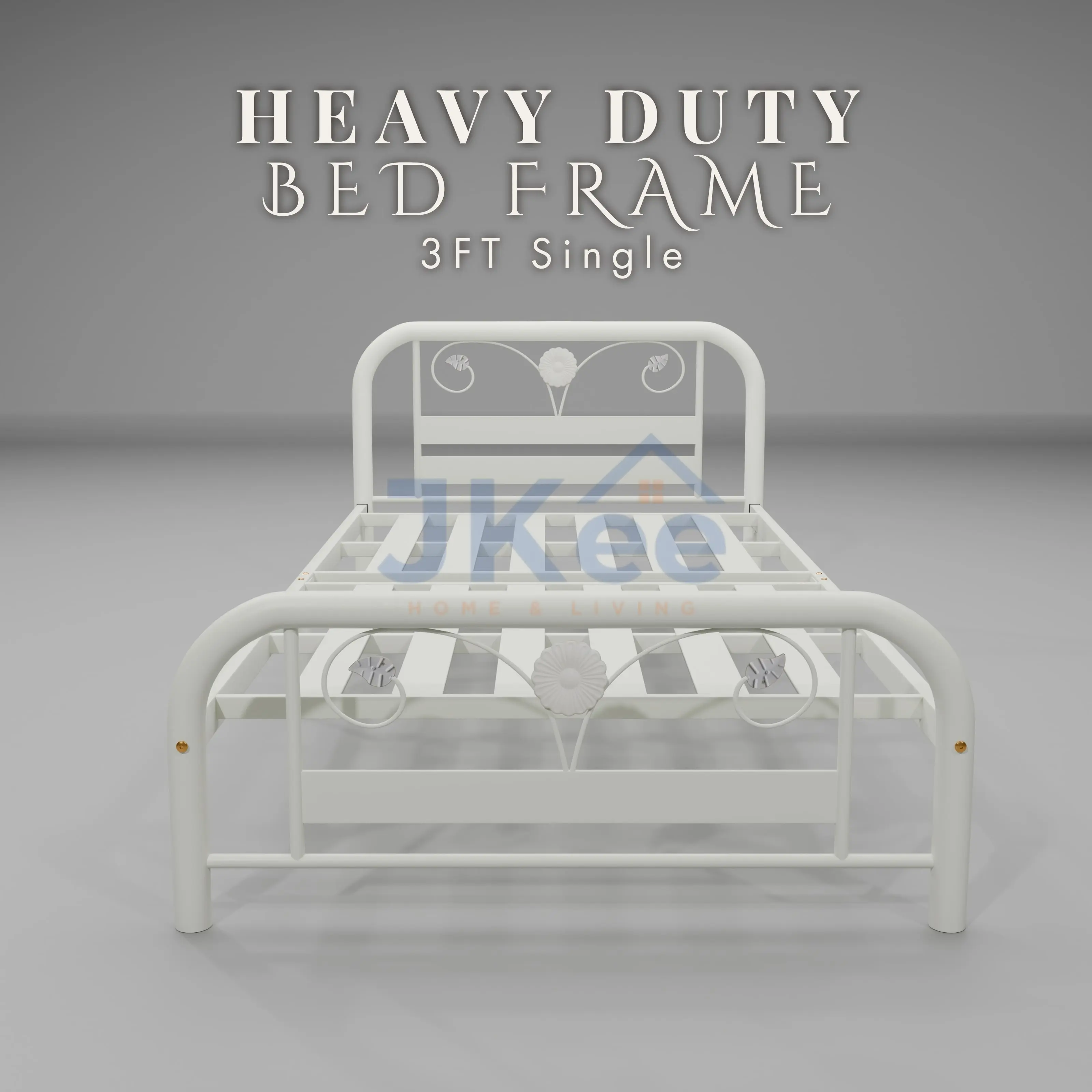 (+TILAM) JKEE HEAVY DUTY Solid Metal Single Bed Frame / Katil Bujang Besi SUPER BASE / Katil Besi Tebal - Furniture