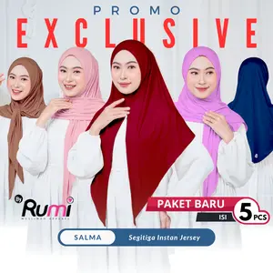 RUMI HIJAB - PAKET ISI 5 PCS SALMA JILBAB SEGITIGA INSTAN JERSEY Kerudung Muslim Simple Muslim Wanita Syari
