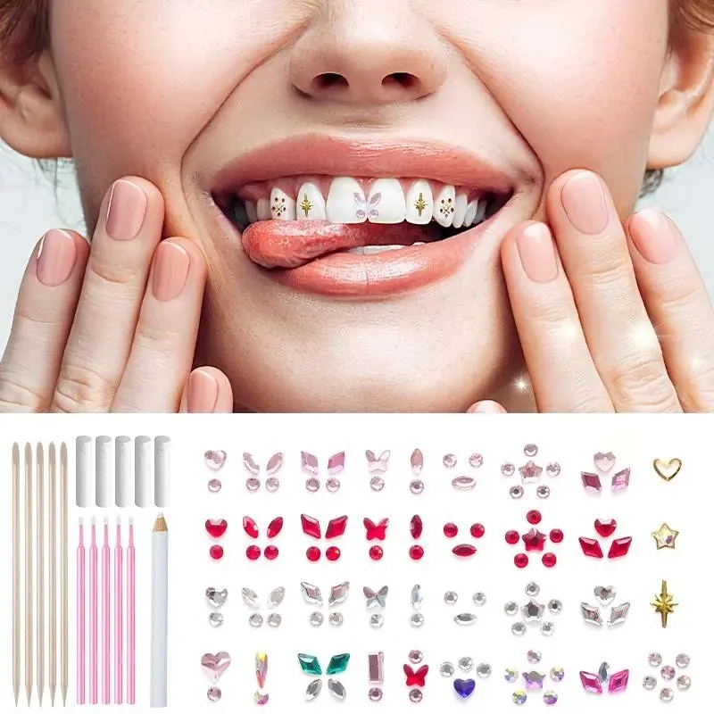 Tooth Gem Kit DIY Crystals Jewelry Kit Teeth Gems Kit Professional Fashionable Tooth Gems Kit for Teeth Teeth Jewelry Starter