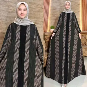 Abaya Naura jetblack motif kombinasi payet simple mewah elegan