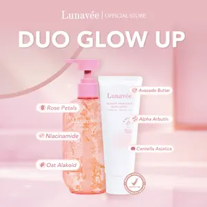 Lunavée - Bundle GLOW UP | Radiant Hydration Body Lotion 100ml + Rose Flowers Body Wash 400ml (FREE GIFT) Mencerahkan Kulit Kusam, Memperbaiki Skin Barrier Niacinamide Hydrating alpha bodycare badan