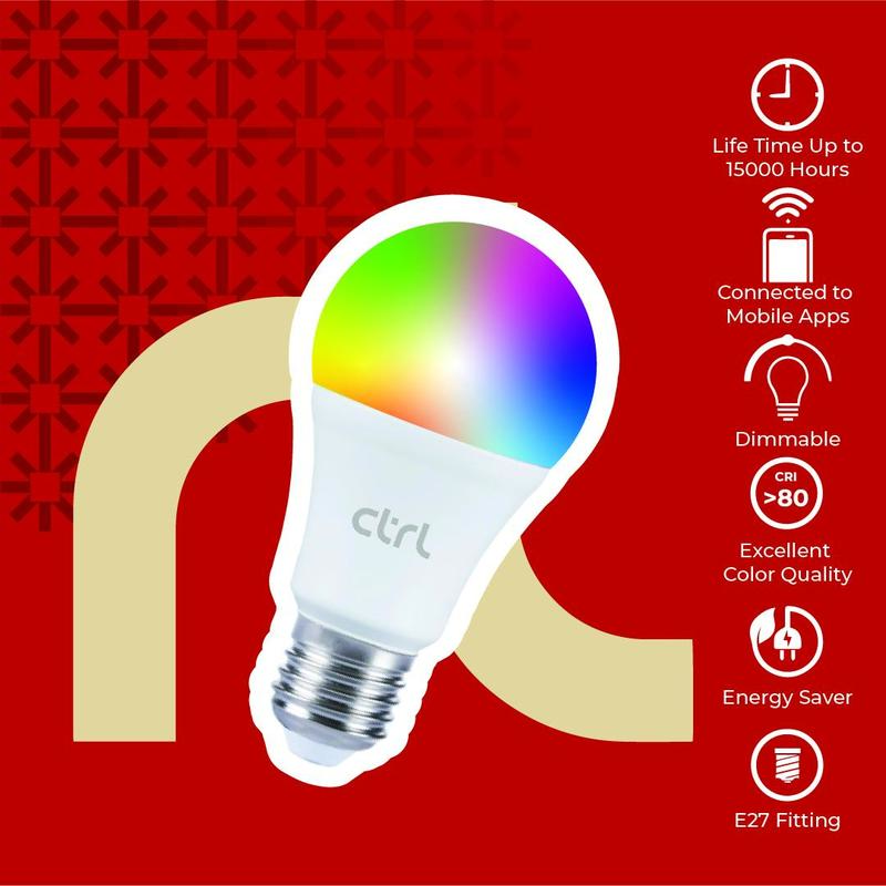 CTRL Smart LED Bulb 9W WiFi RGBWW Smart Home IoT Lampu Garansi 3 tahun SL B9WB 3
