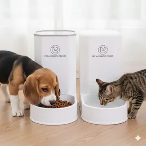 1 set Pet Feeder Otomatis Tempat Makan & Minum Anjing Kucing BPA Free Kapasitas Besar 3.8L & 2.1kg Praktis Hemat Tempat 14x27x25cm