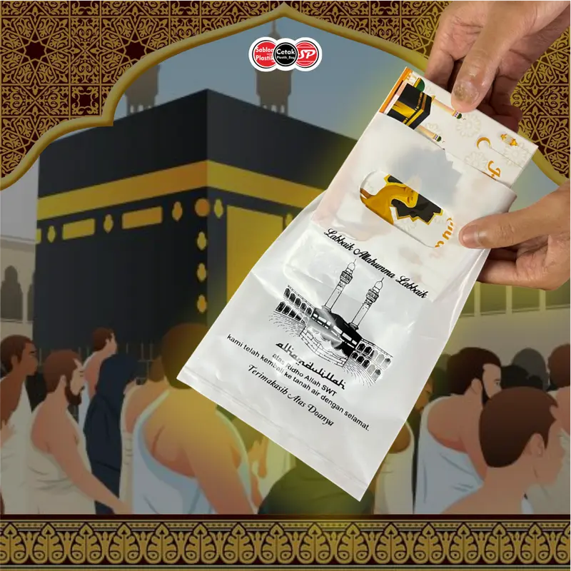 (Isi 50Pcs Size 15 x 22 & 20 x 30cm) Kantong Plastik Ibadah Haji, Umroh, Lebaran Haji | Kantong Plastik Souvenir Haji & Umroh, Kemasan Parcel Haji Hitam 4