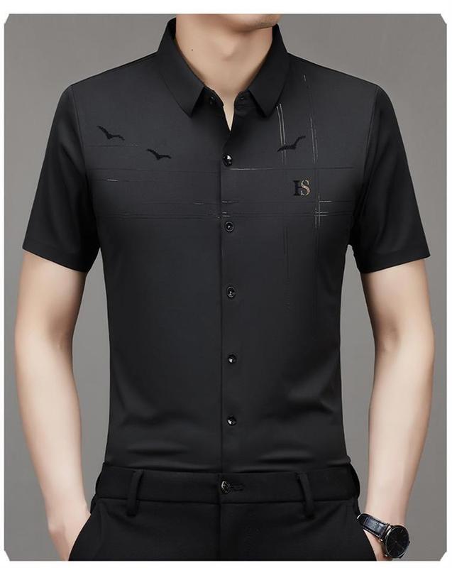 Kemeja Pria Premium: H2 Casual Formal Kerah Hitam Pria Atasan Jeans 5