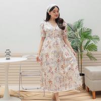 Gambar Cikistore - Giory Dress Wanita midi ceruty with furing | Dress Korean Style Casual - Blue Rose, All Size dari Cikistore_NEW Kota Administrasi Jakarta Timur 5 Tokopedia