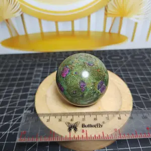 Natural Ruby Fuchsite Sphere UV Reactive (5) Asli Batu Alam