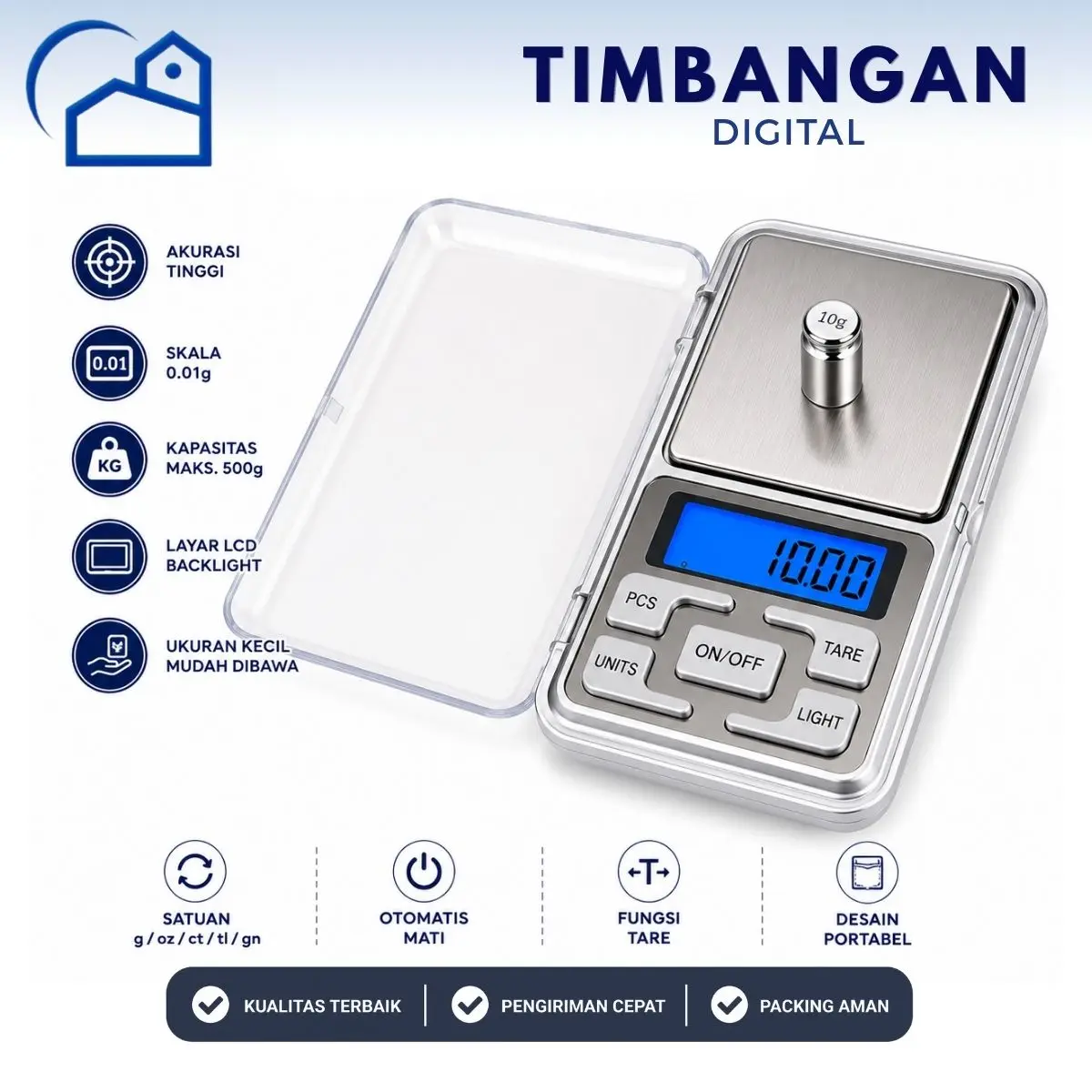 HOMESTATION - Timbangan Digital Mini 500gr Akurasi 0.1gr - Pocket MURAH Emas, Obat, Batu, Perhiasan