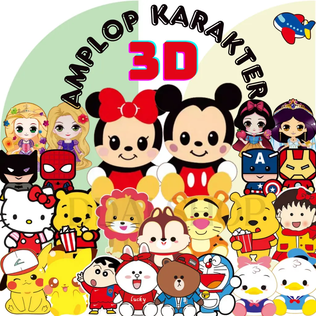 Amplop uang Lebaran Karakter Unik Lucu motif doraemon, pikachu, hello kitty, superman, dll Murah Paper